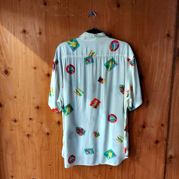 Jams World Shirts Jams World Vintage White Multicolor Flight Themed Button Up Shirt Poshmark